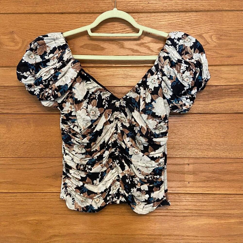 Abercrombie & Fitch Drama floral puff sleeve top